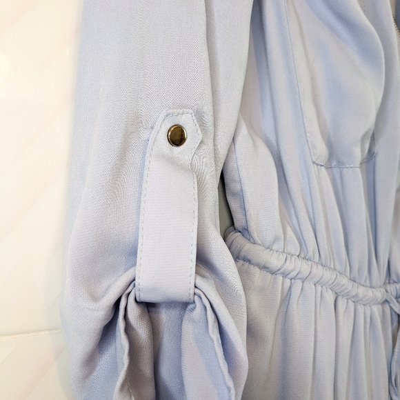 Dynamite Light Blue Drawstring Waist Shirt Dress Size Small - Picture 6 of 12